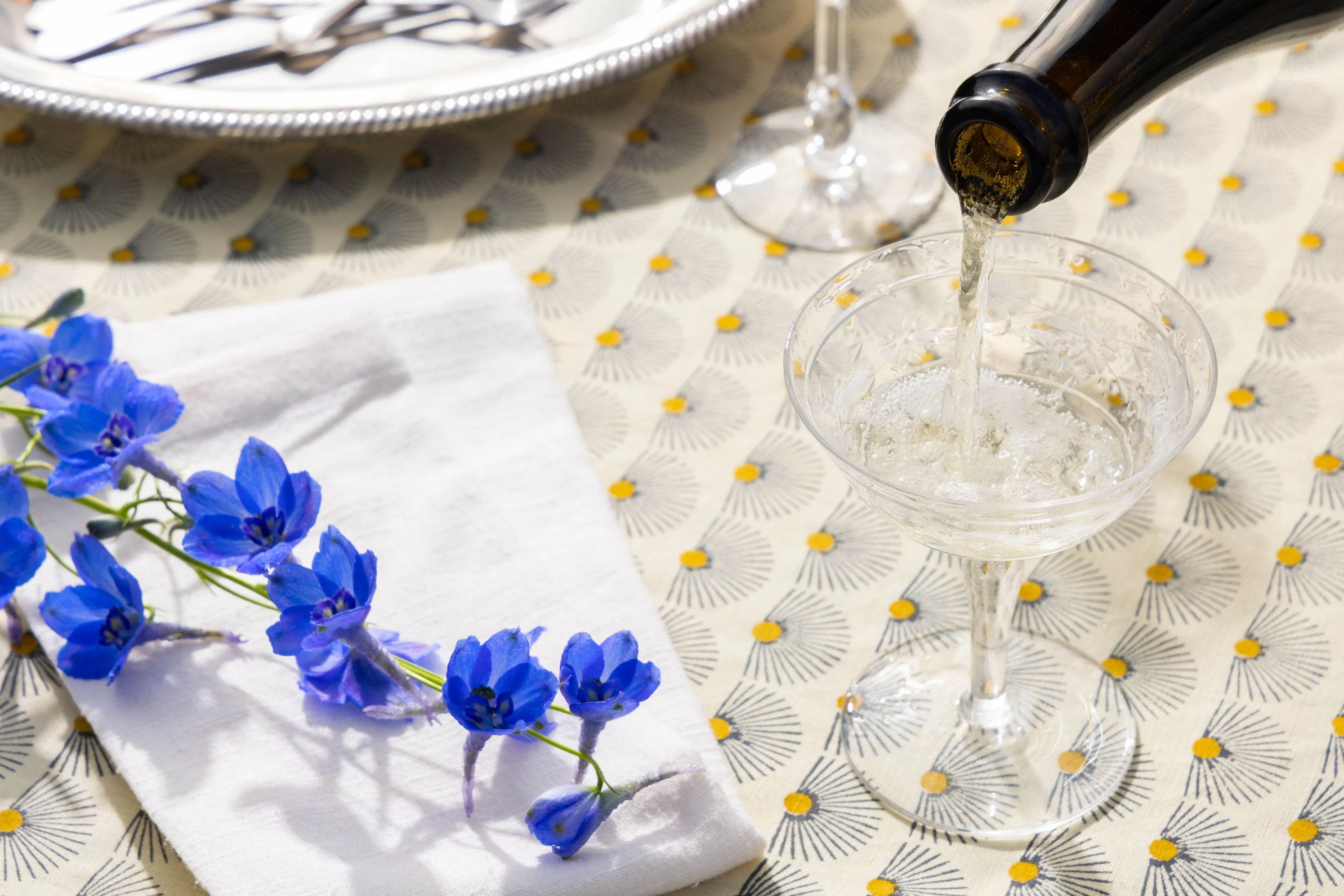 Natural sparkling wine with ocean view